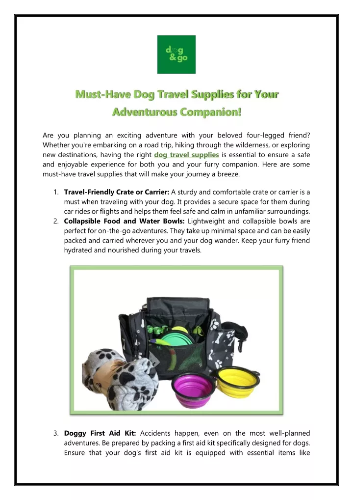 PPT - Must-Have Dog Travel Supplies for Your Adventurous Companion! PowerPoint Presentation - ID:12330068