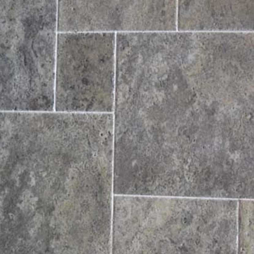 Silver Travertine Brushed Chipped Tiles - Authentic Stone
