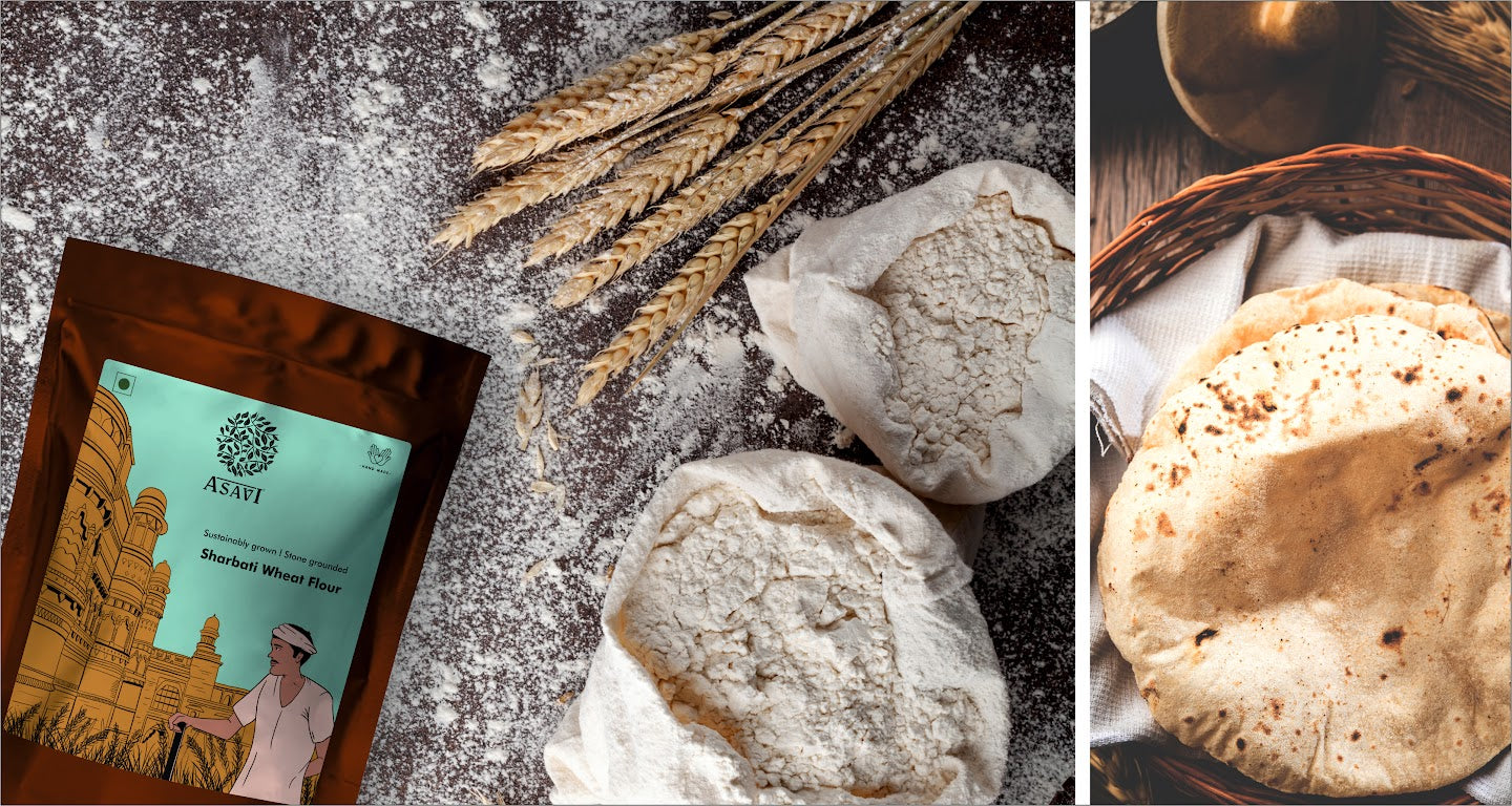 Soft Flour with lot of fiber- Sharbati Wheat Flour  – ASAVI